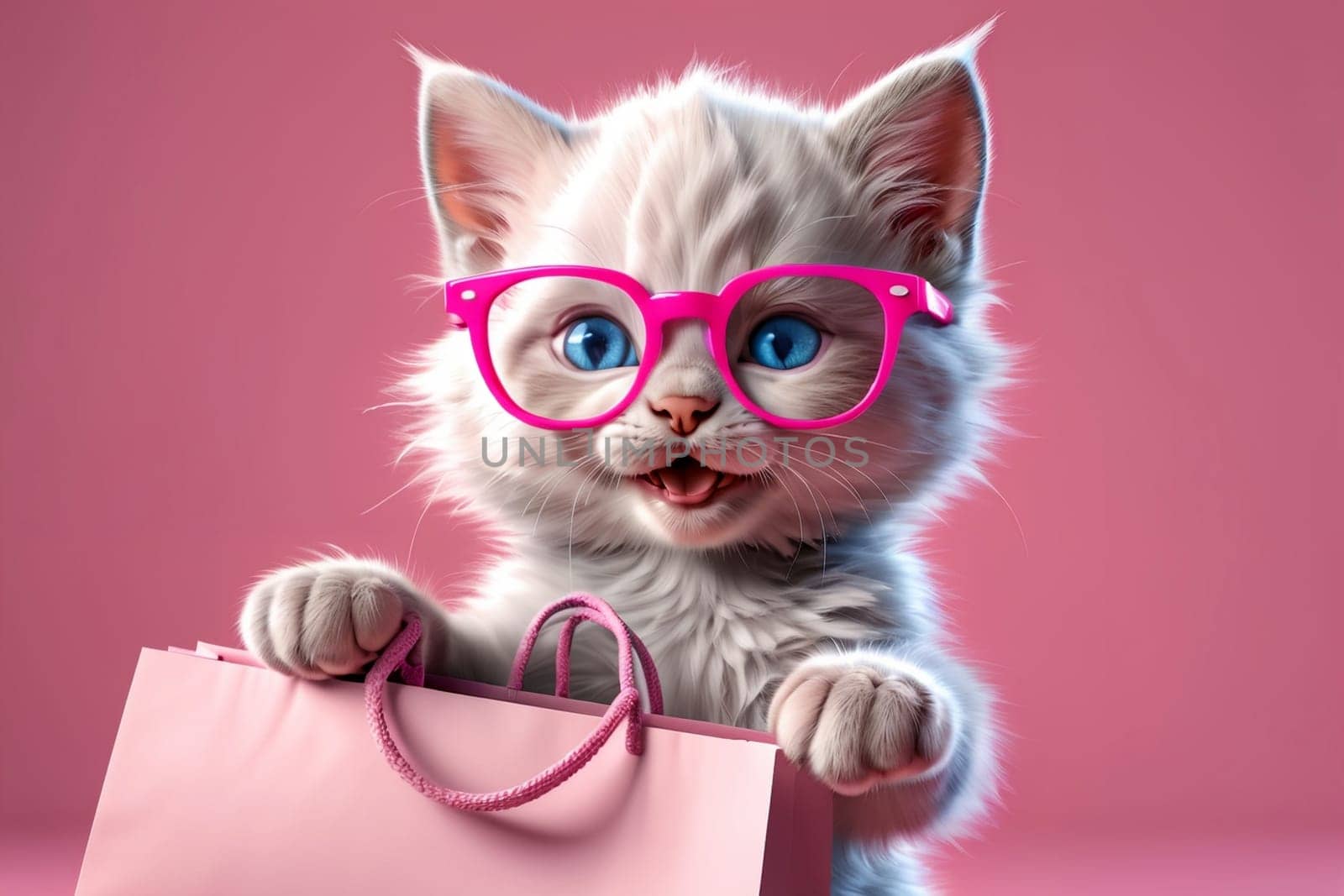 delighted cat with shopping bags by Rawlik