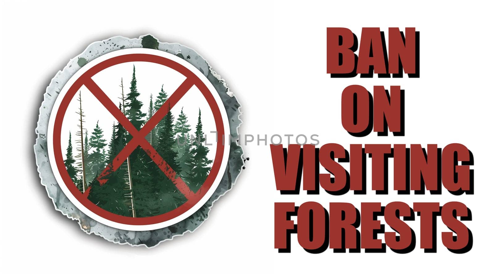 People being turned away at a forest entrance due to a ban on visiting forests. A sign with the ban notice is prominently displayed.