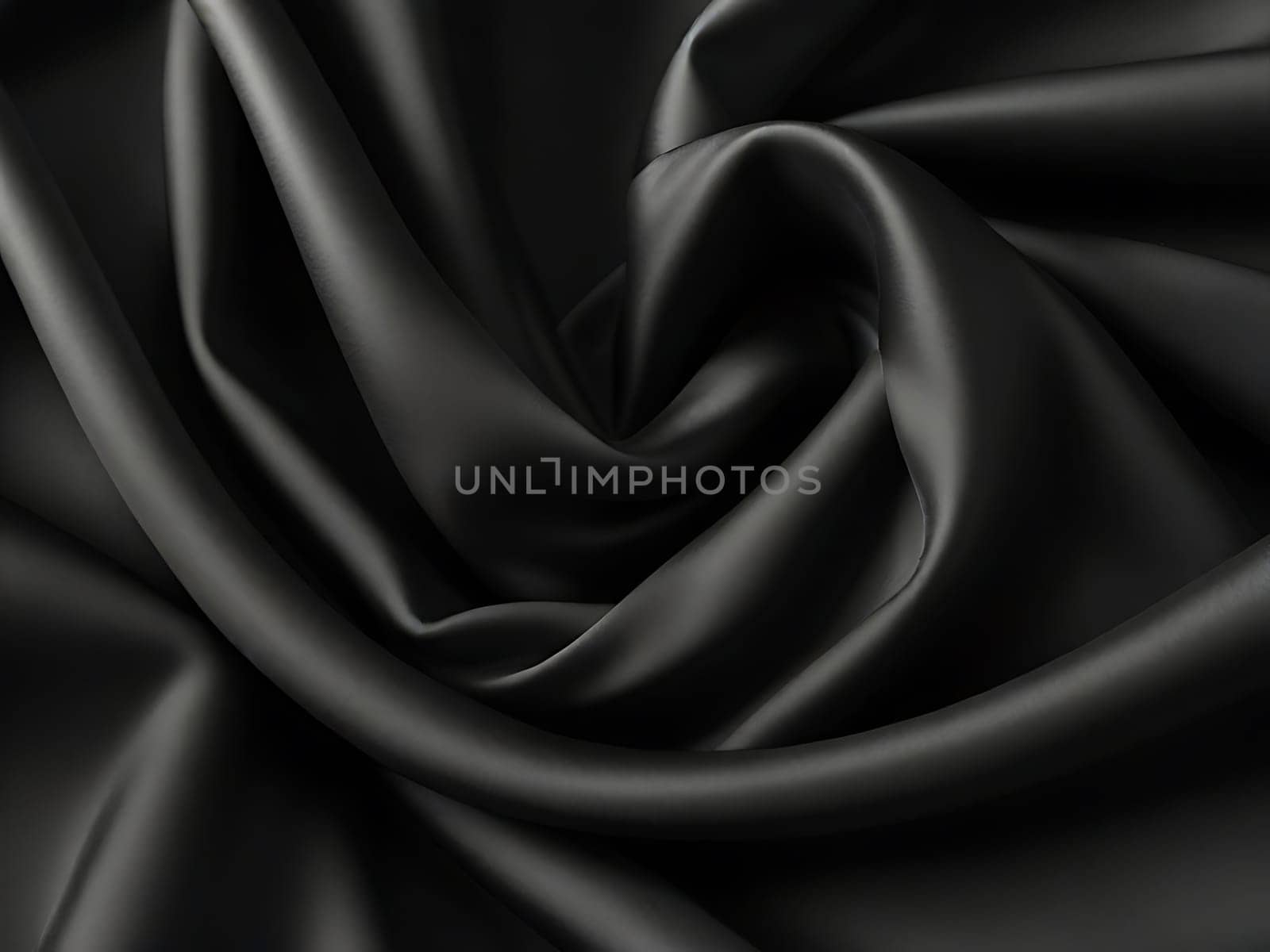 Abstract luxurious black silk texture satin for abstract background. Beautiful soft folds on the fabric. Generative AI.