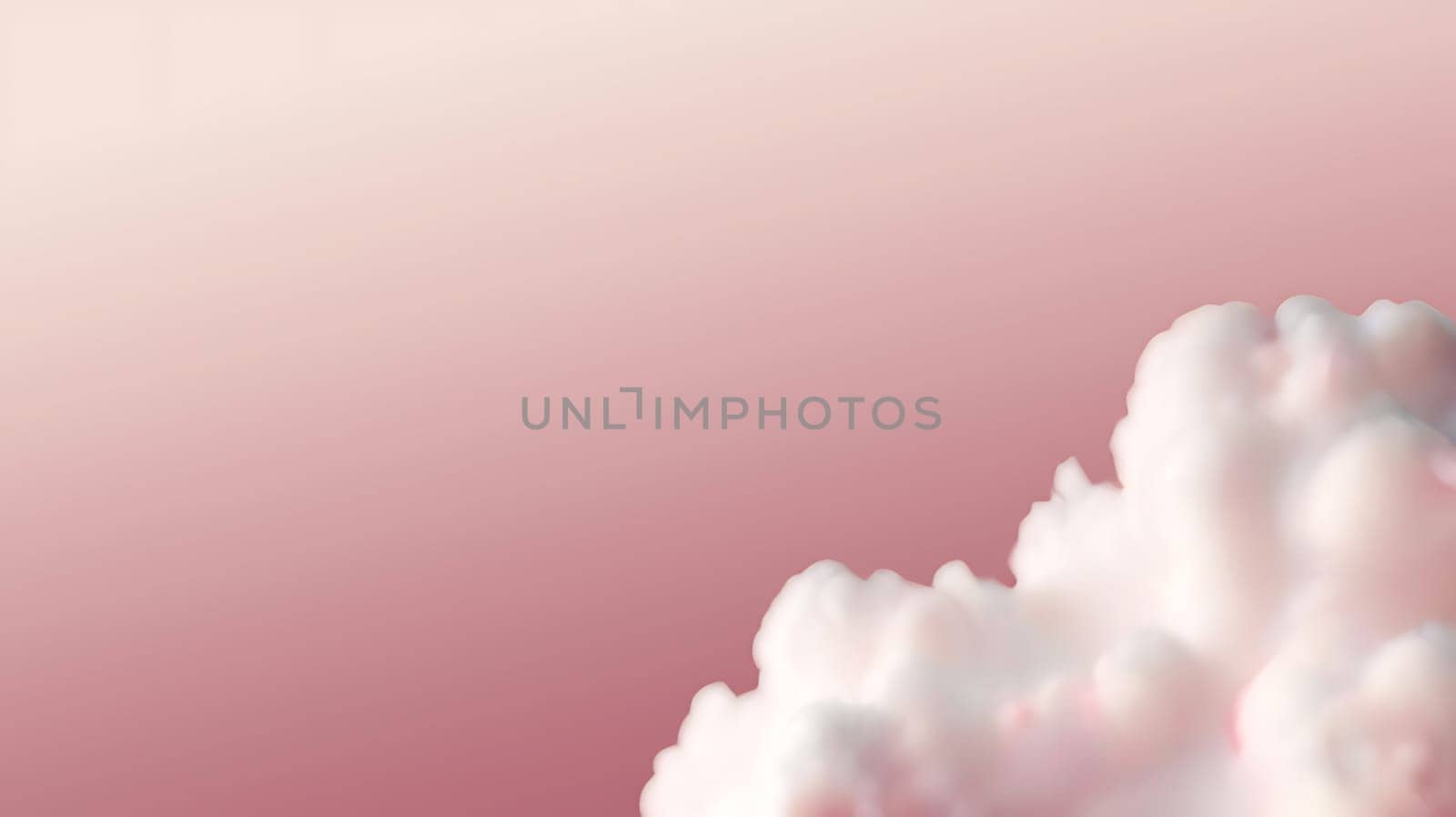 Abstract white cloud 3D render floating on pink background. Generative AI.