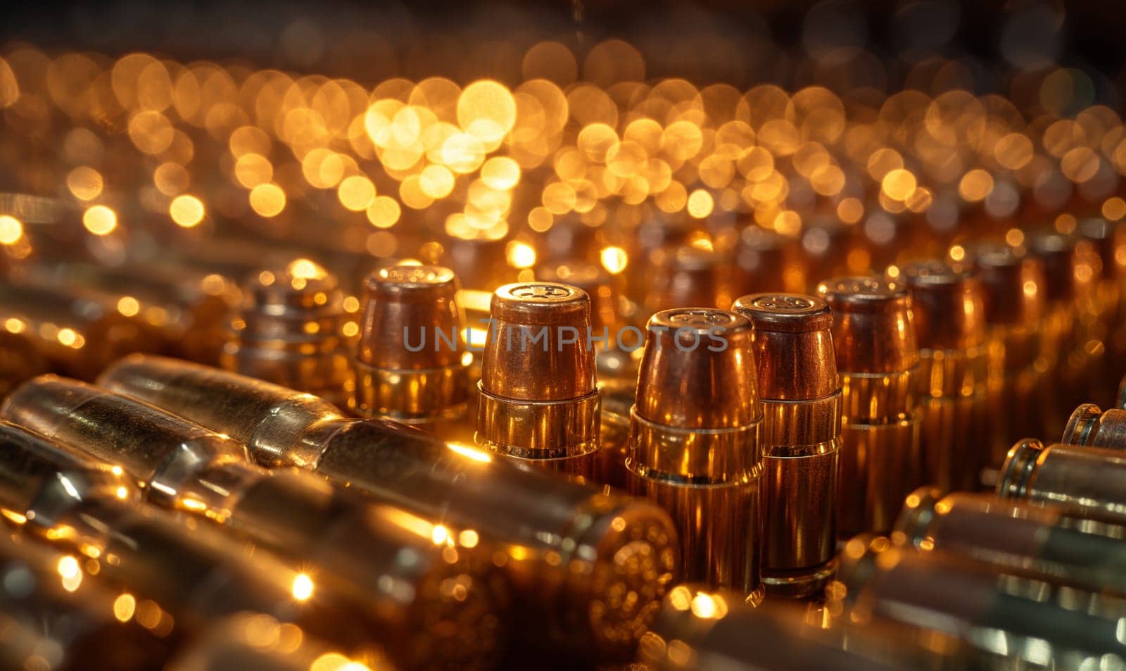 A cluster of expended bullet casings up close.