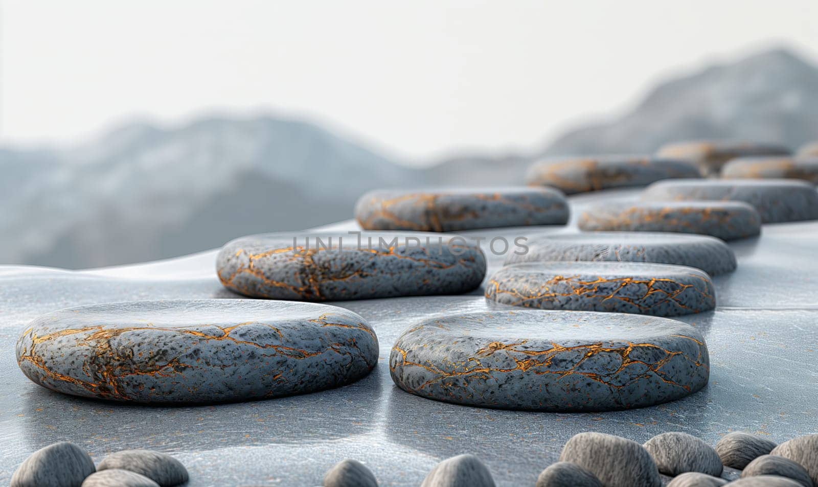 Serene balance of smooth stones. Selective focus.