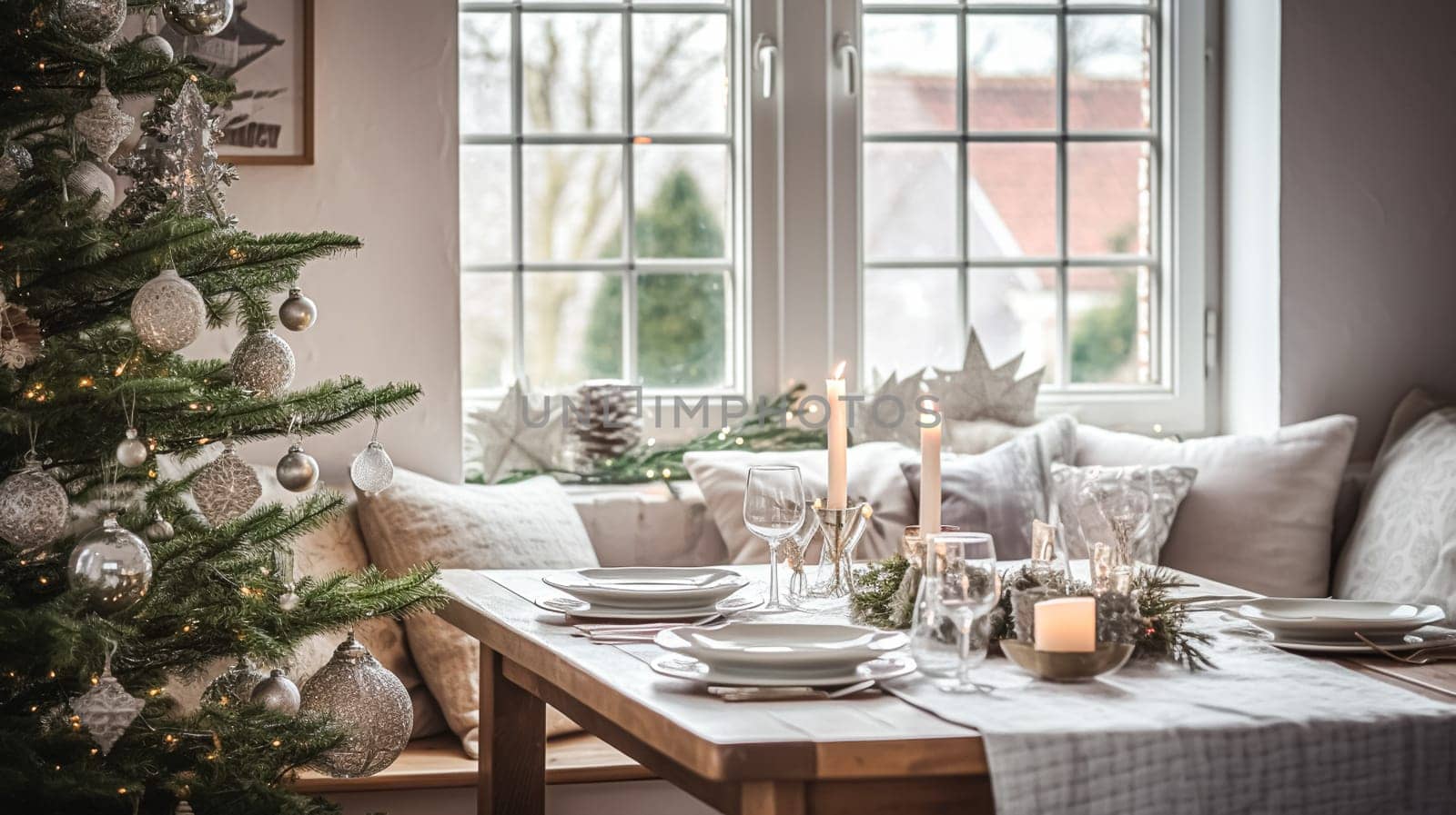 Christmas holiday family breakfast, table setting decor and festive tablescape, English country and home styling inspiration