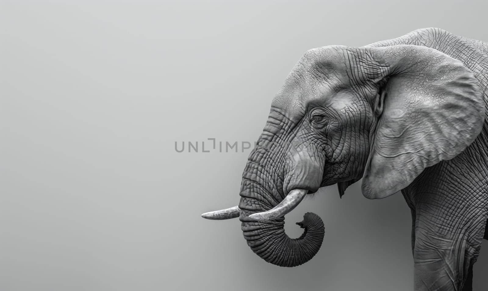 Large elephant standing in black and white.