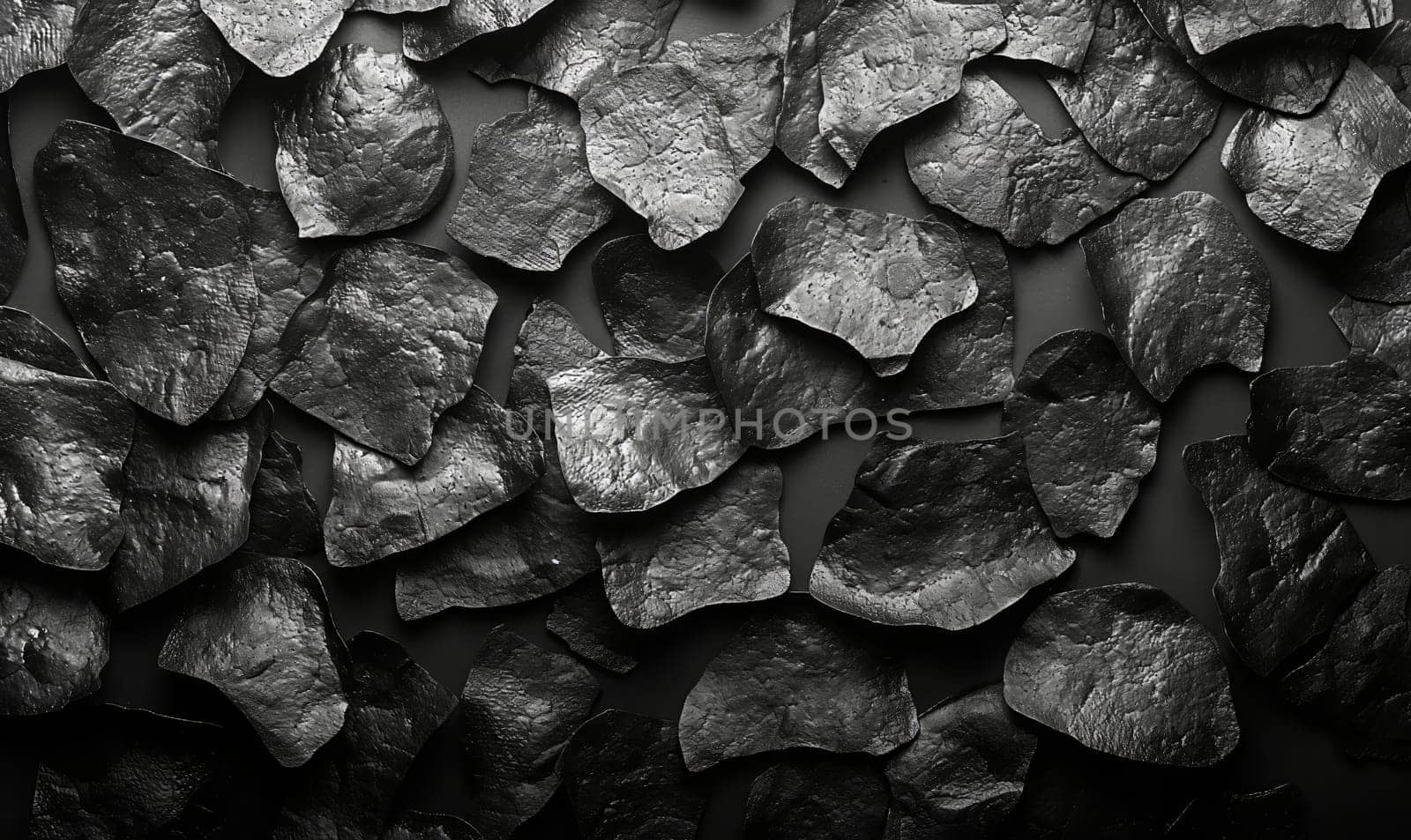 Close-up of dark stones with rough texture.
