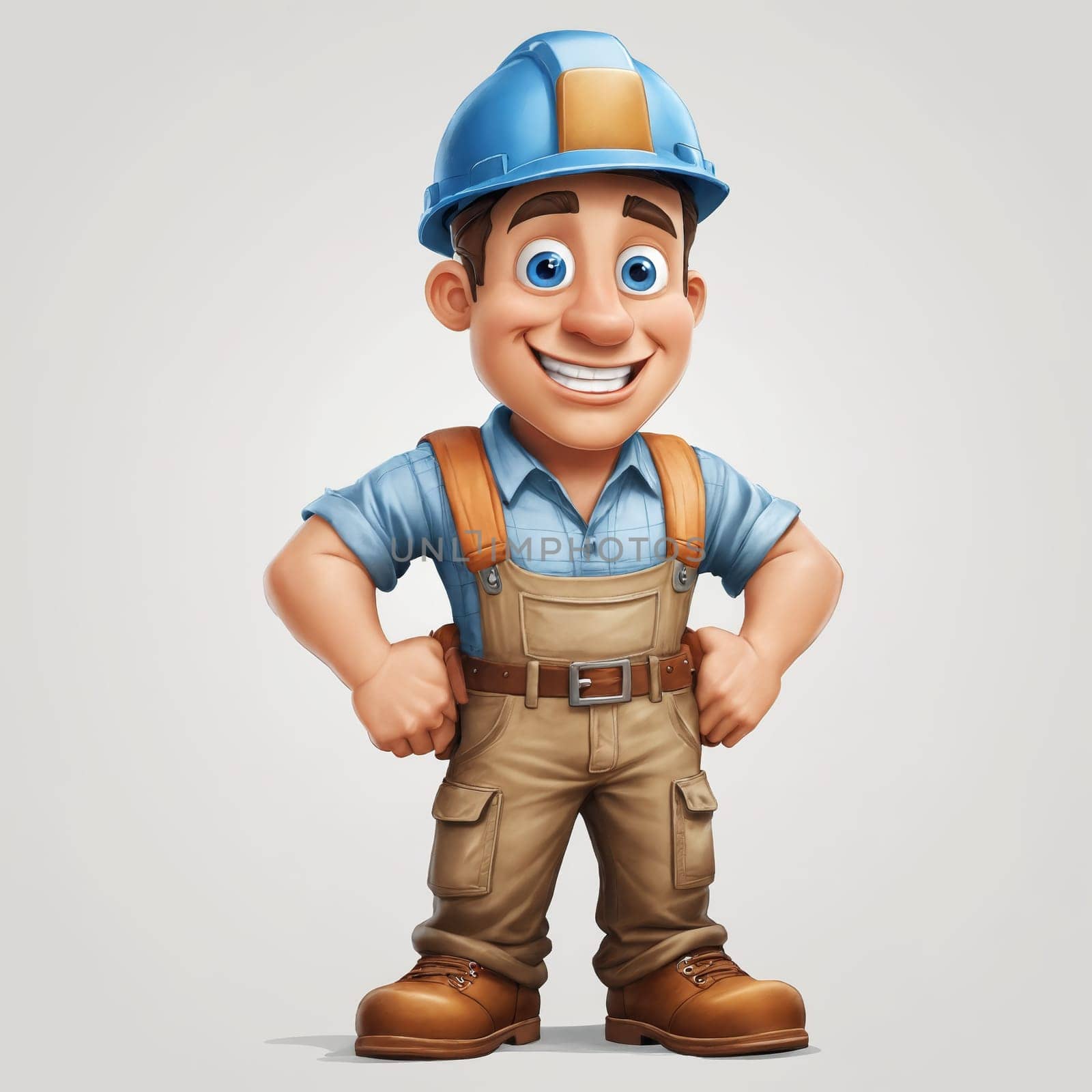 Job Well Done: Confident Worker with Tools and Hard Hat by Andre1ns