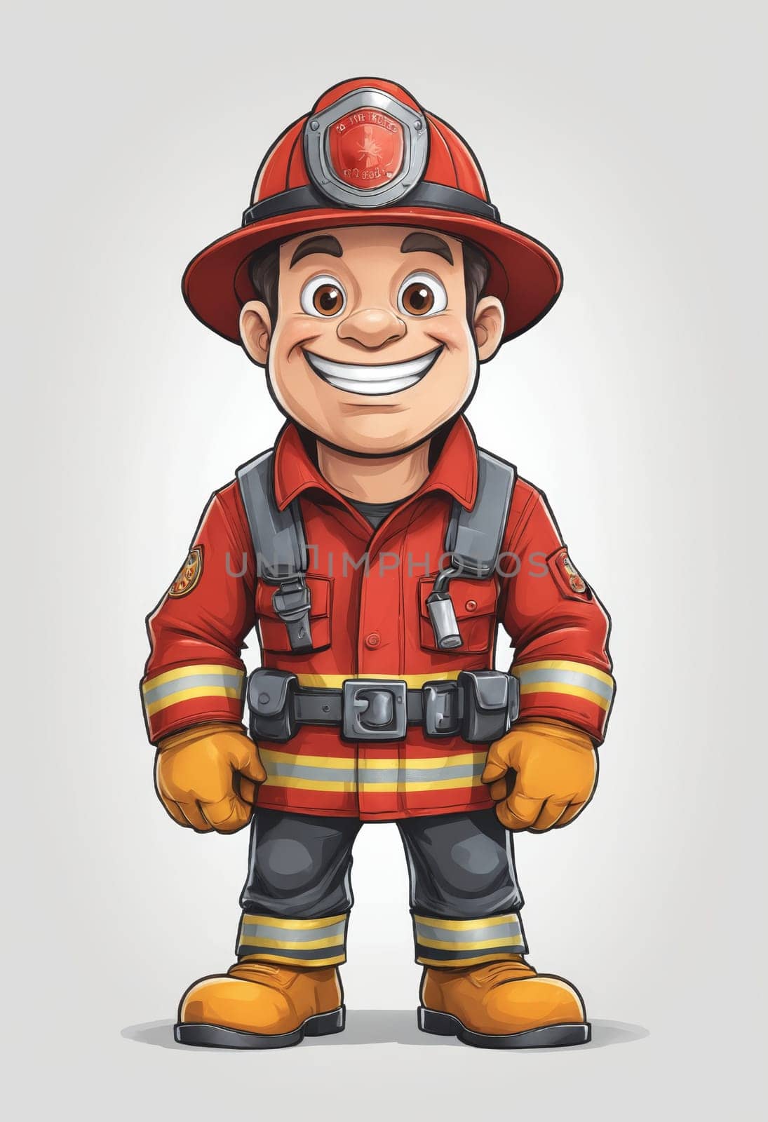 Emergency Bravery: Firefighter with Helmet, Visor, and Reflective Suit by Andre1ns
