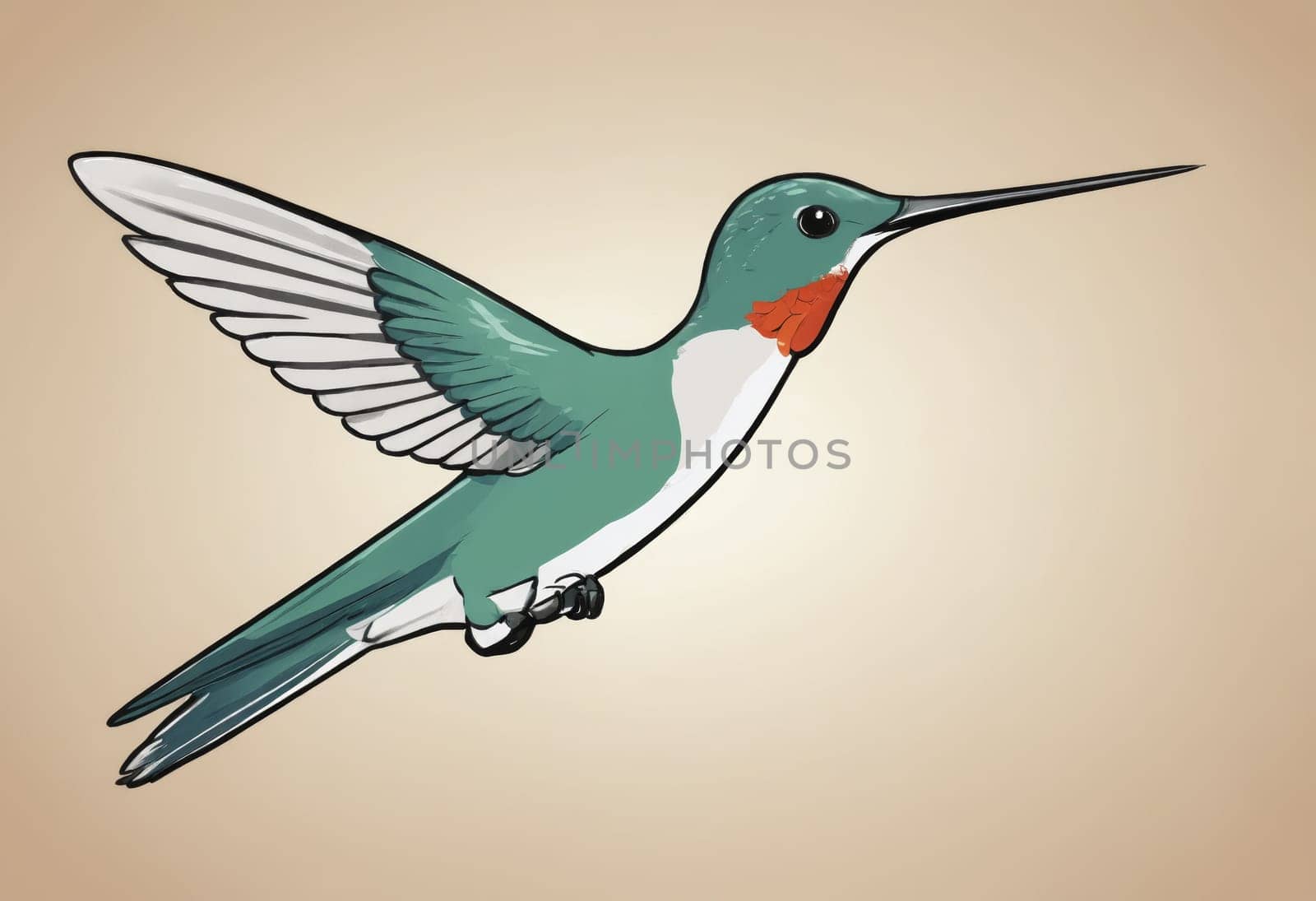 Artistic portrayal of a delicate hummingbird, wings buzzing in a colorful dance of flight.