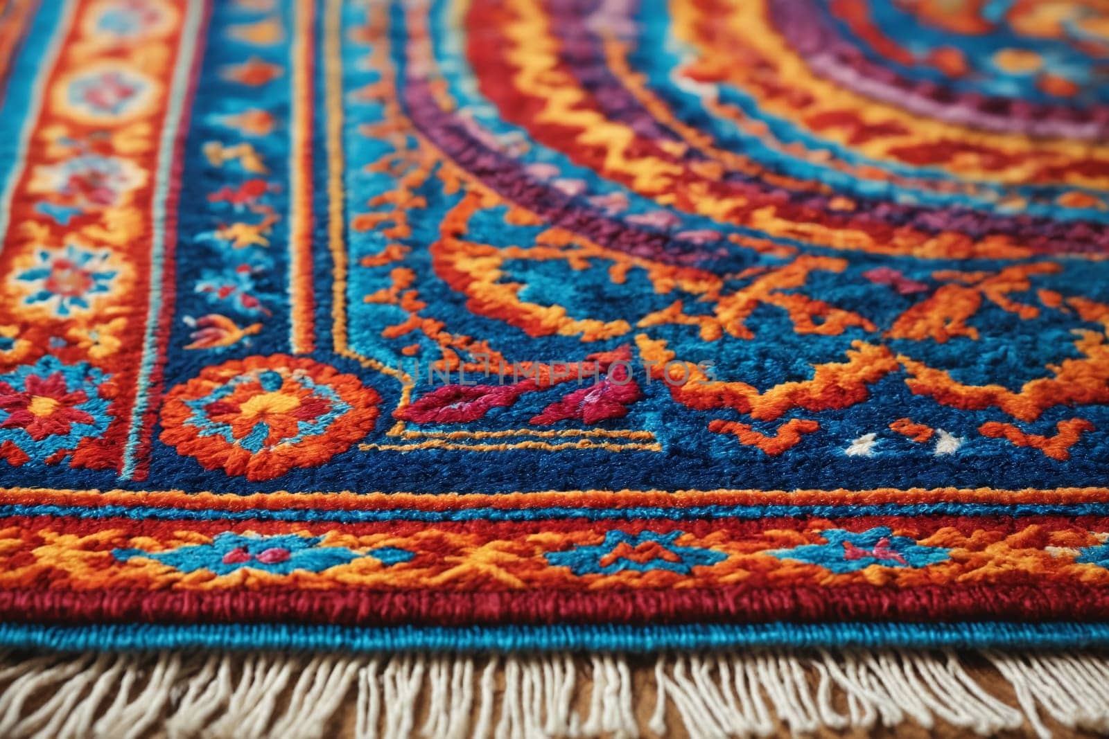 This carpet's woven pattern showcases craftsmanship in every thread and color.