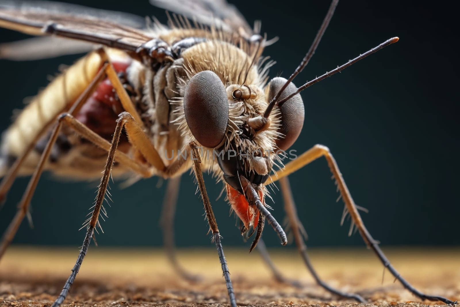 Fascinating view into the intricate details of a mosquito captured in this macro shot, making the unnoticed noticeably aesthetic. Great for usage in scientific research, biology education or nature-related content.