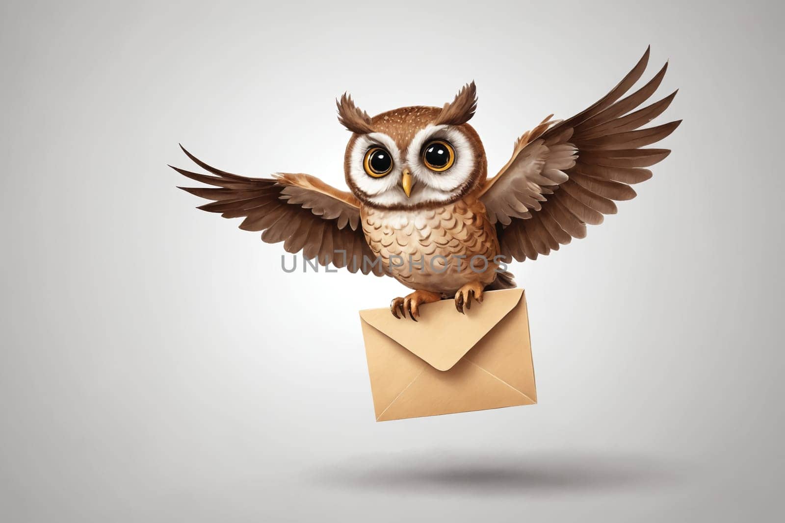 Night Messenger: Majestic Owl Delivering Envelope
