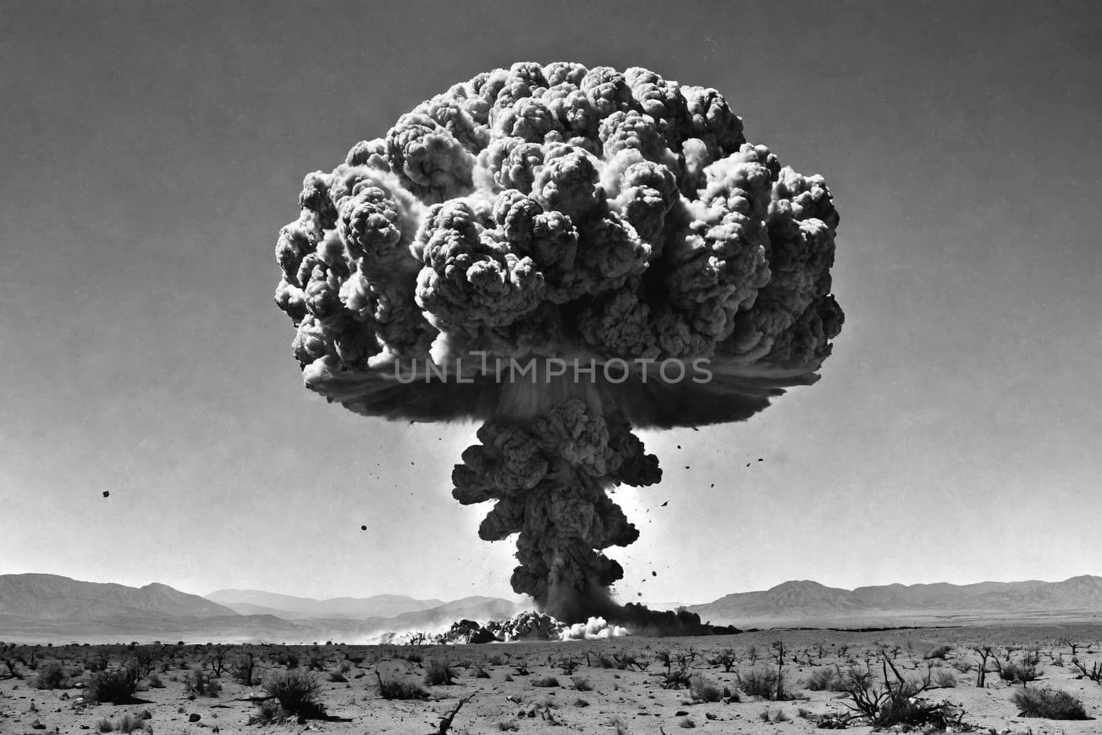 Iconic monochrome image showing the terrifying beauty of a nuclear detonation.