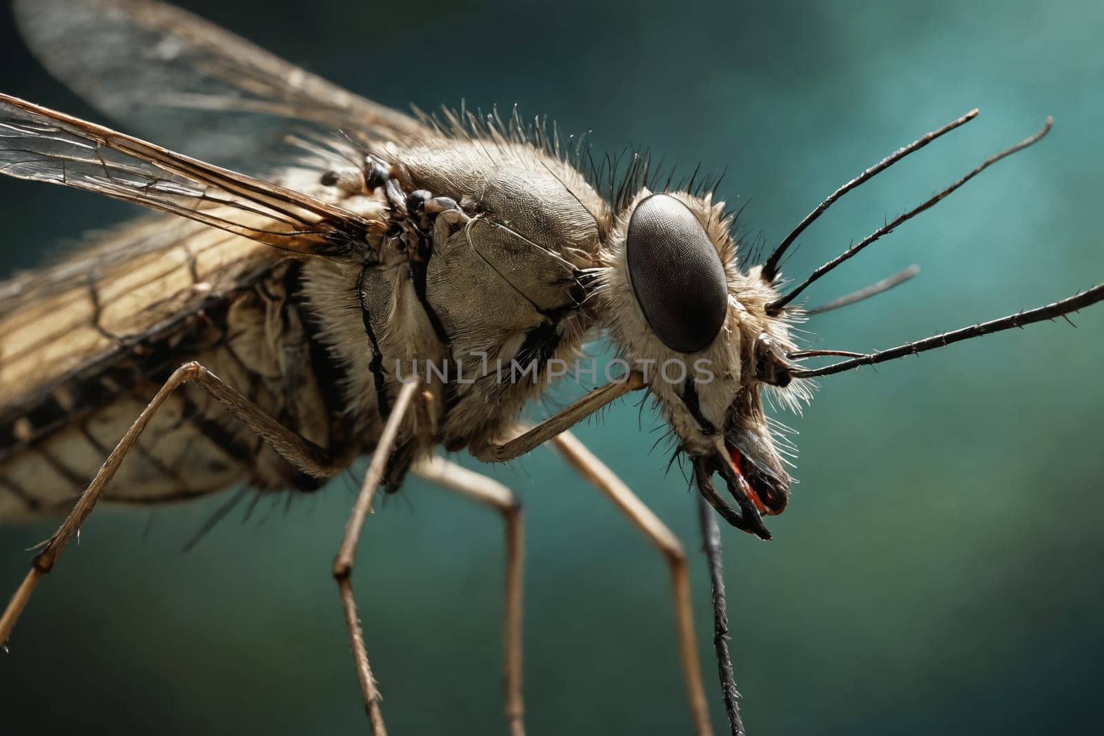 Close-Up Detail of a Fly's Reddish-Brown Eyes and Green Body by Andre1ns