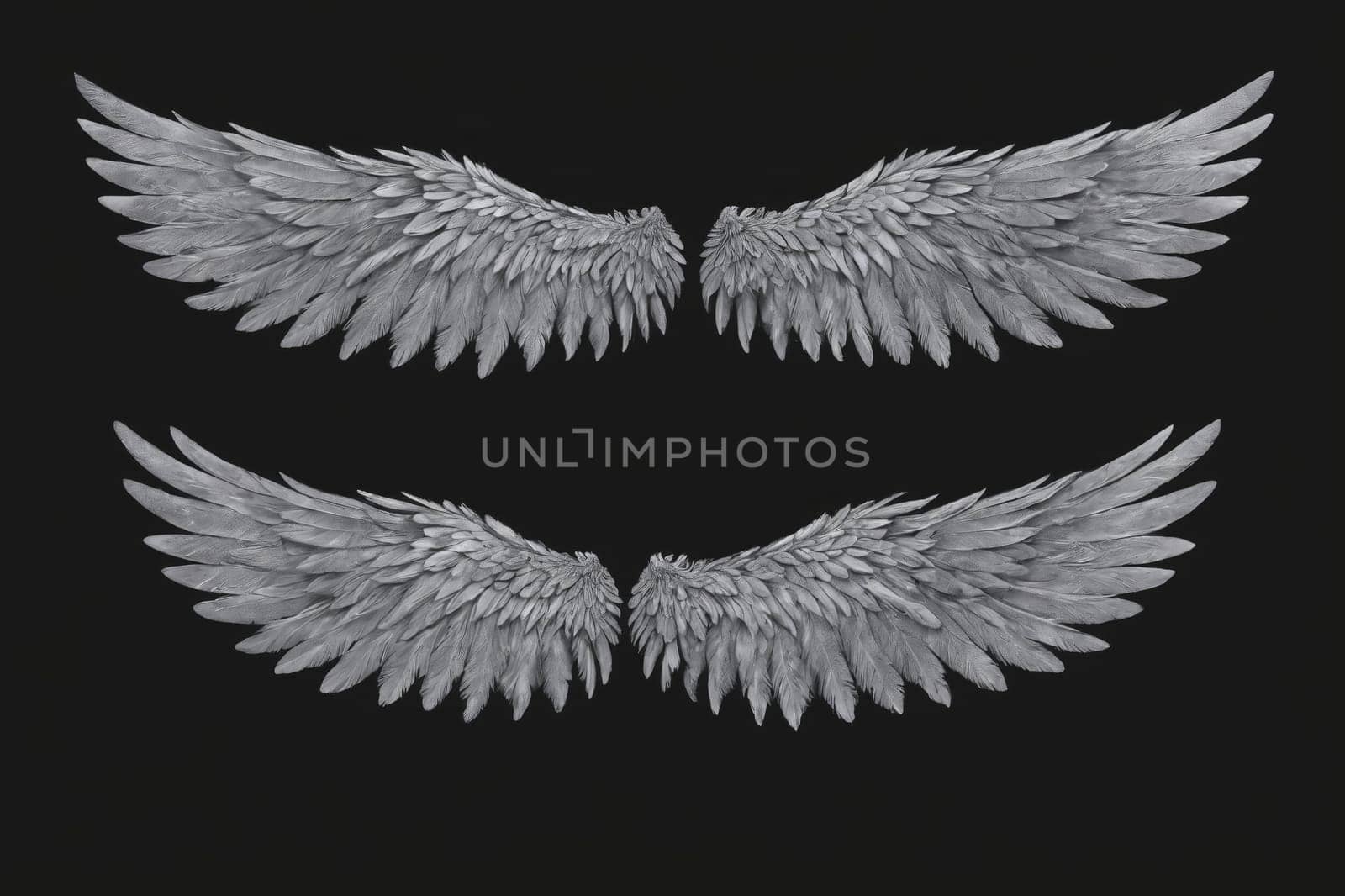 Seraphic Spread: Detailed Angel Wings Against Black Backdrop by Andre1ns