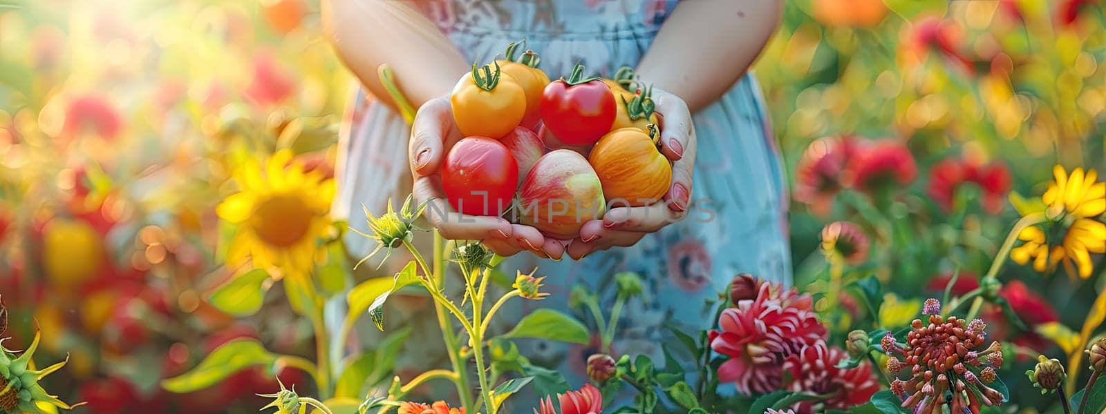Harvest in the hands of a woman in the garden. Selective focus. by yanadjana