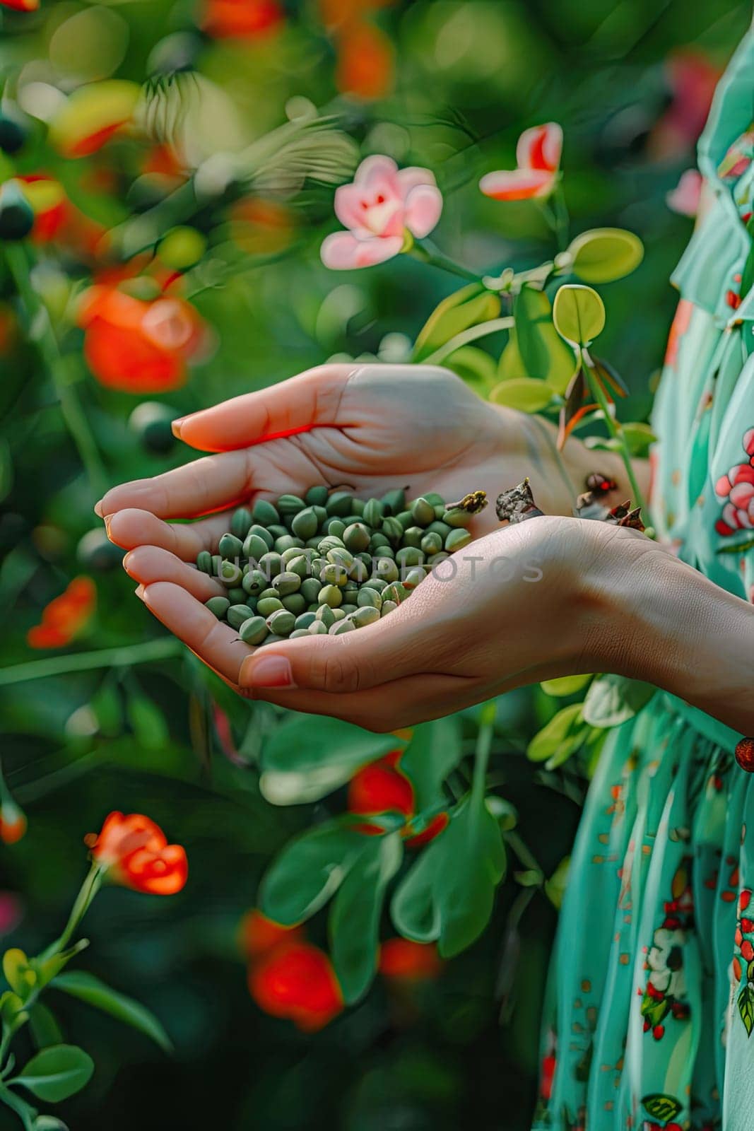 Harvest in the hands of a woman in the garden. Selective focus. nature.