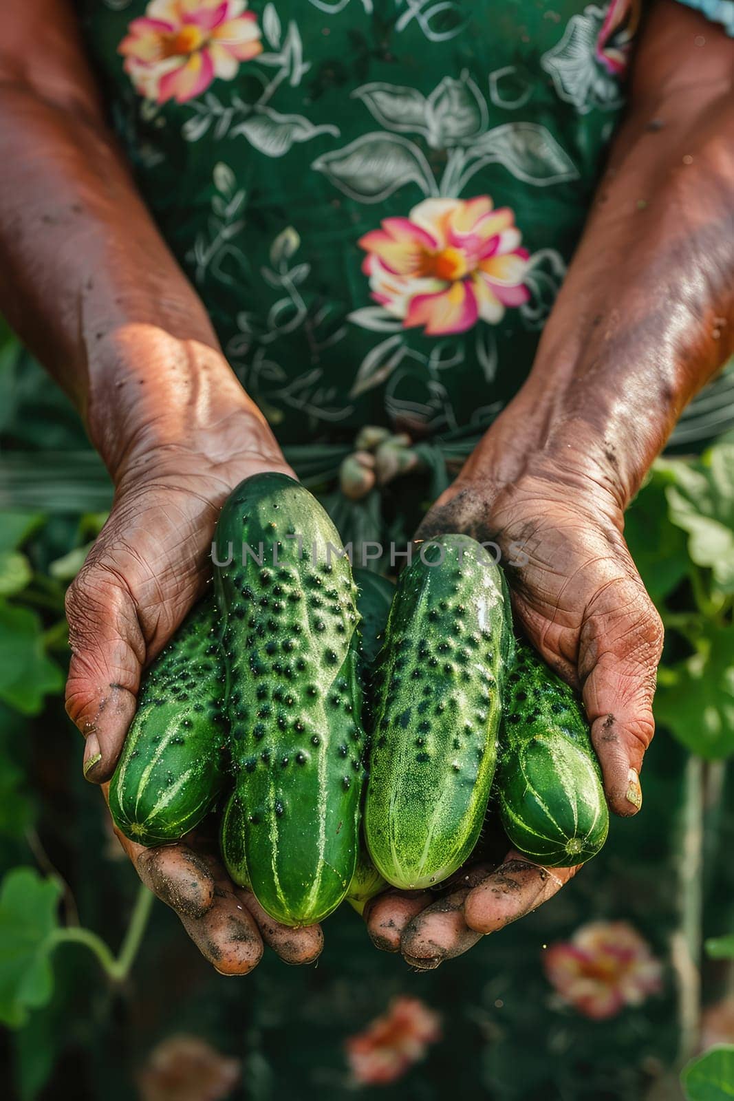 Harvest in the hands of a woman in the garden. Selective focus. nature.