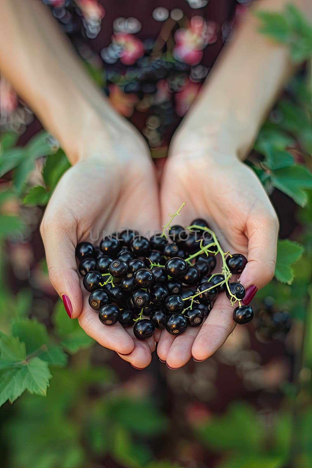 Harvest in the hands of a woman in the garden. Selective focus. nature.