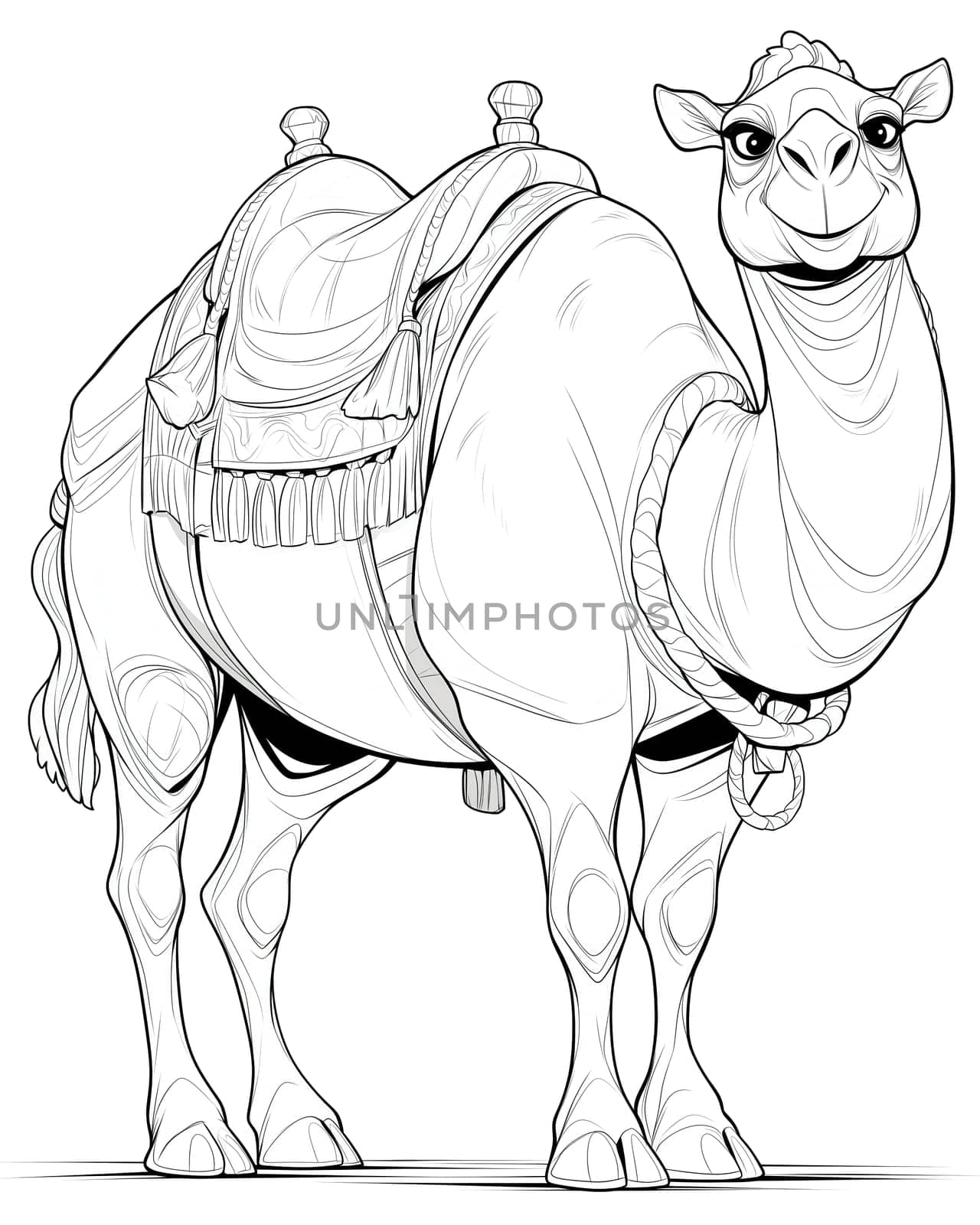 Coloring book for children, coloring animal, camel. by Fischeron