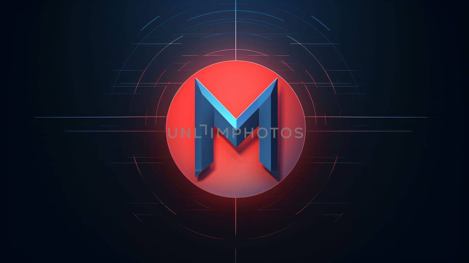 Graphic alphabet letters: M letter on a futuristic background. Vector illustration. Eps 10.