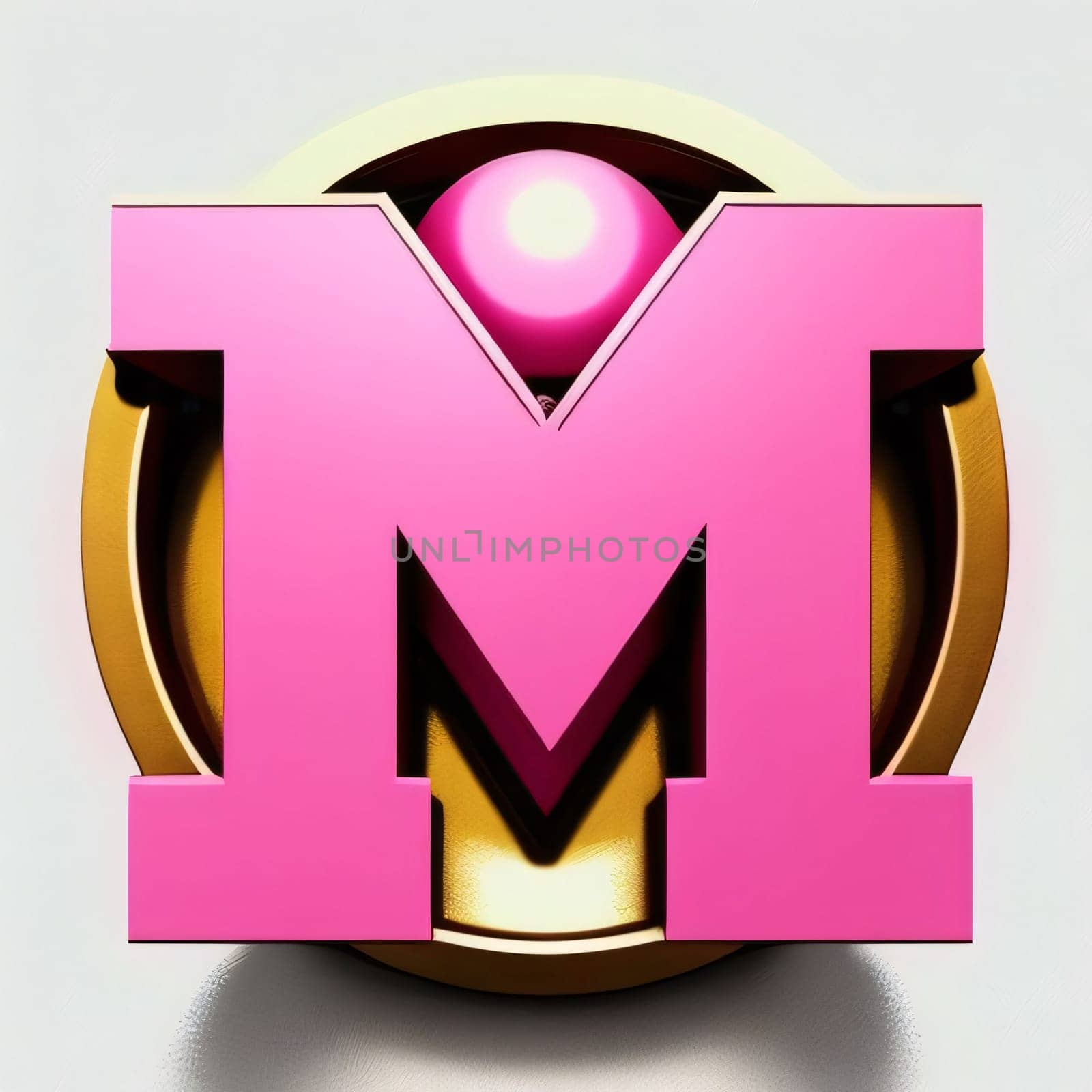 Graphic alphabet letters: Letter M on a white background. 3D illustration. Render.