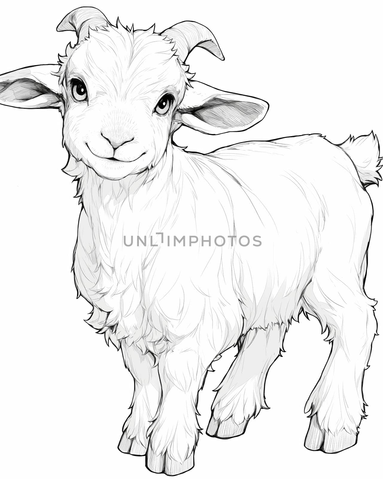 Coloring book for children, coloring animal, goat. by Fischeron