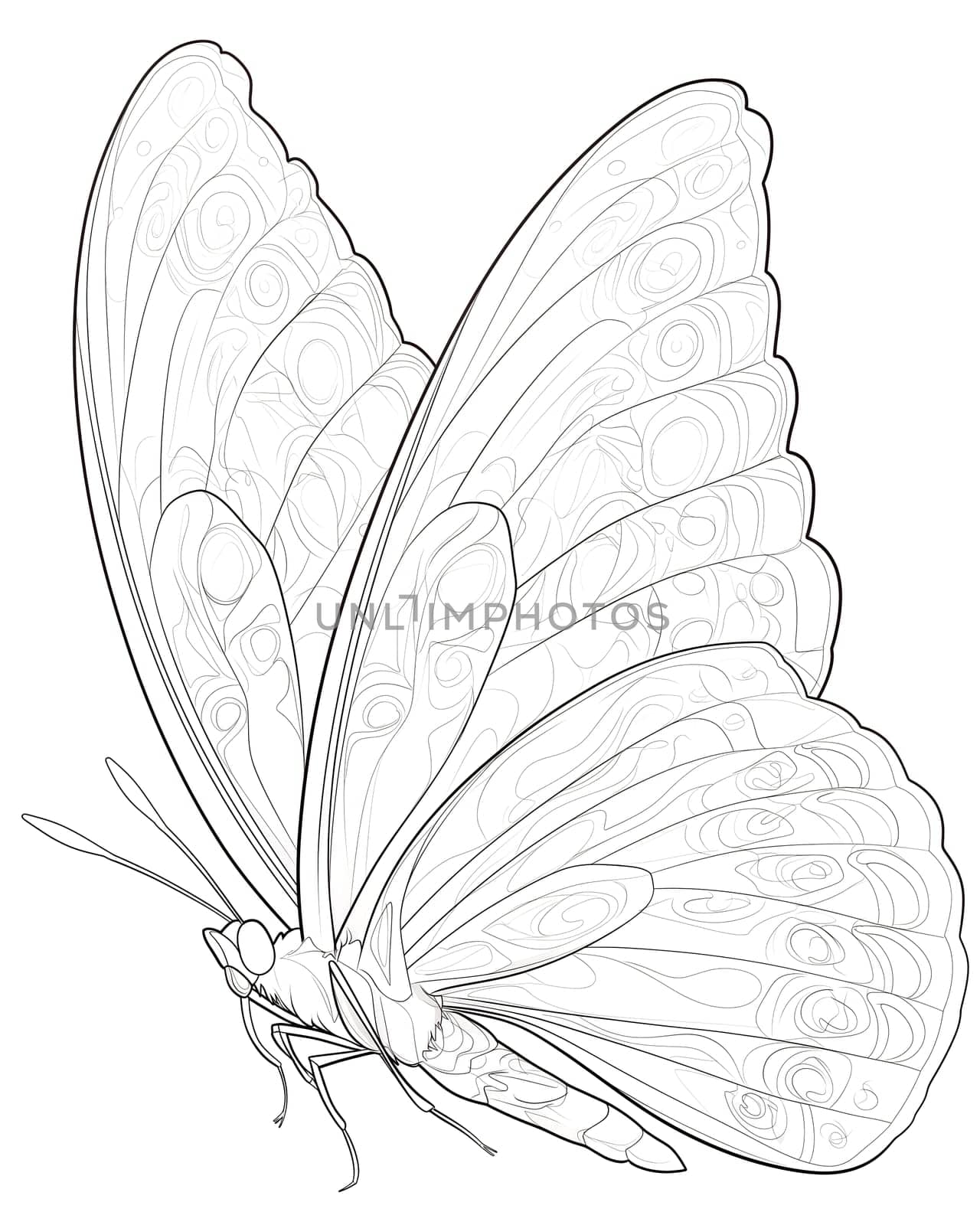 Coloring book for children, butterfly coloring. Selective soft focus.