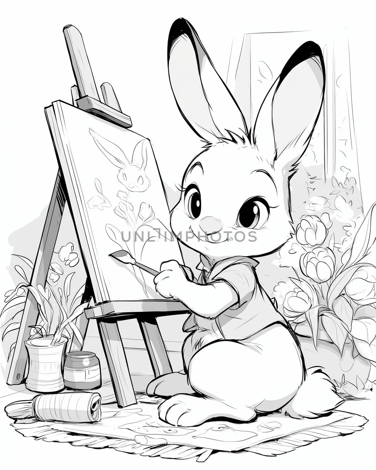 Coloring book for children, coloring animal, hare. by Fischeron