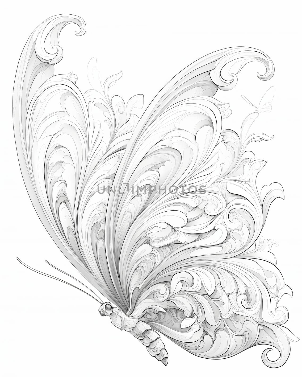 Coloring book for children, butterfly coloring. Selective soft focus.