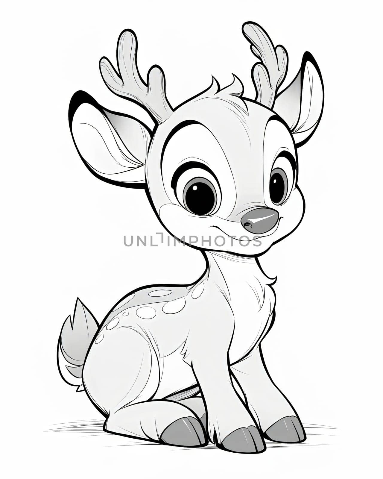 Coloring book for children, coloring animal, deer. Selective soft focus.