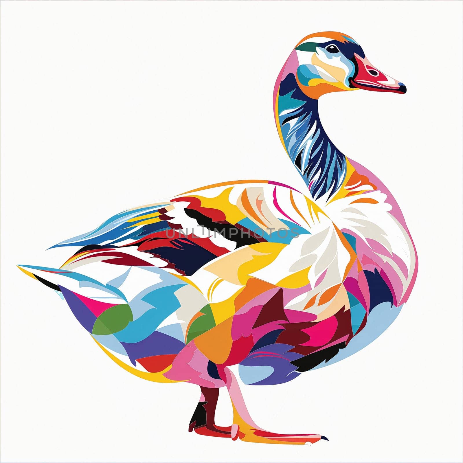 Beautiful colorful advertising poster with a goose. High quality illustration