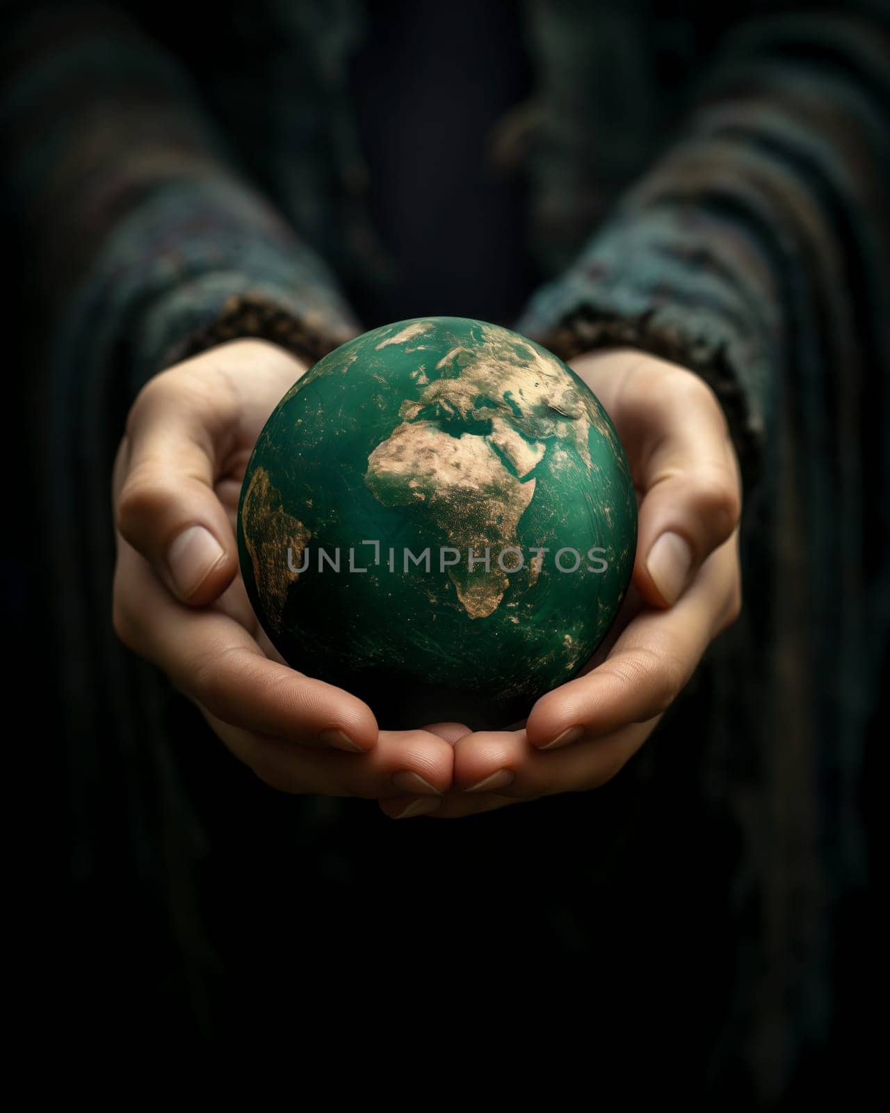 Person Holding Globe in Hands. Selective focus.