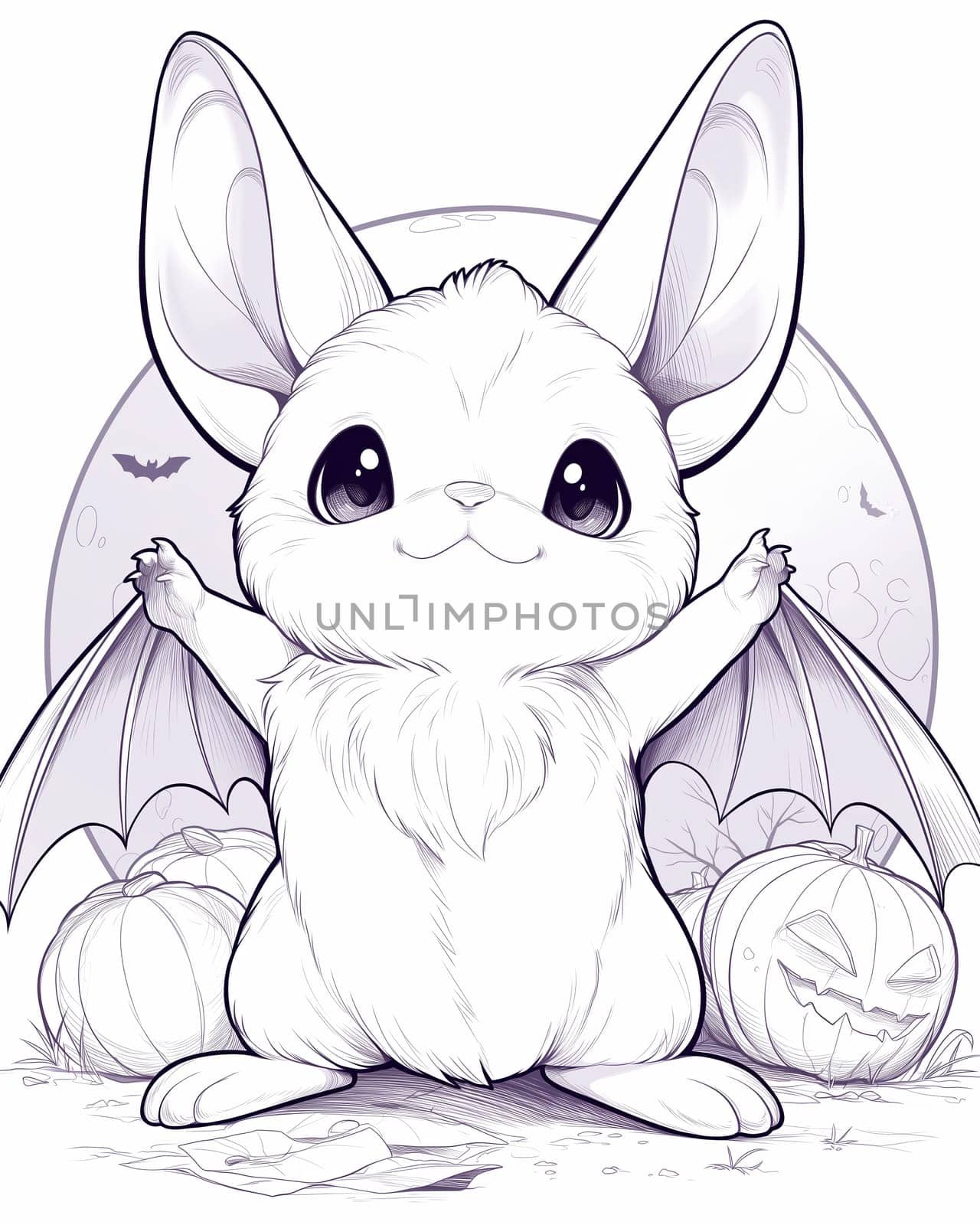 Coloring book for children, coloring animal, bat. Selective soft focus.