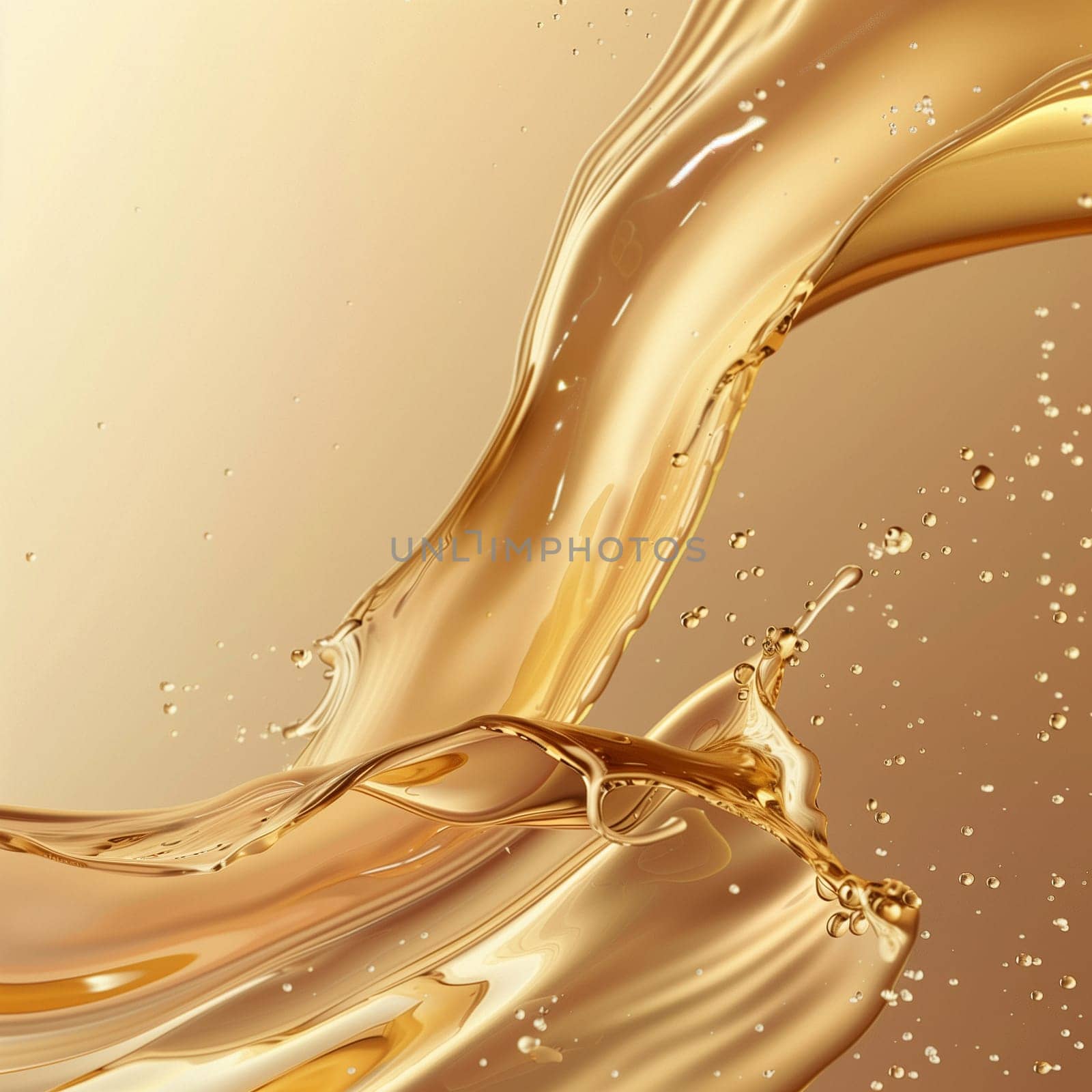 A background with overflowing gold water. Close view. High quality illustration