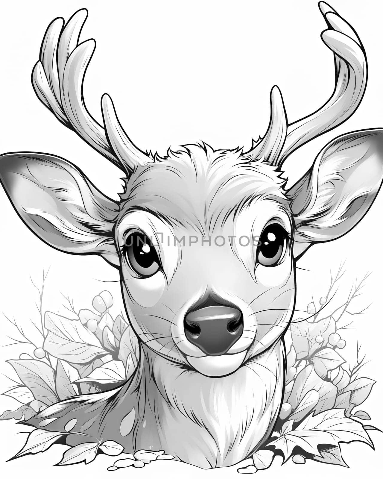 Coloring book for children, coloring animal, deer. Selective soft focus.