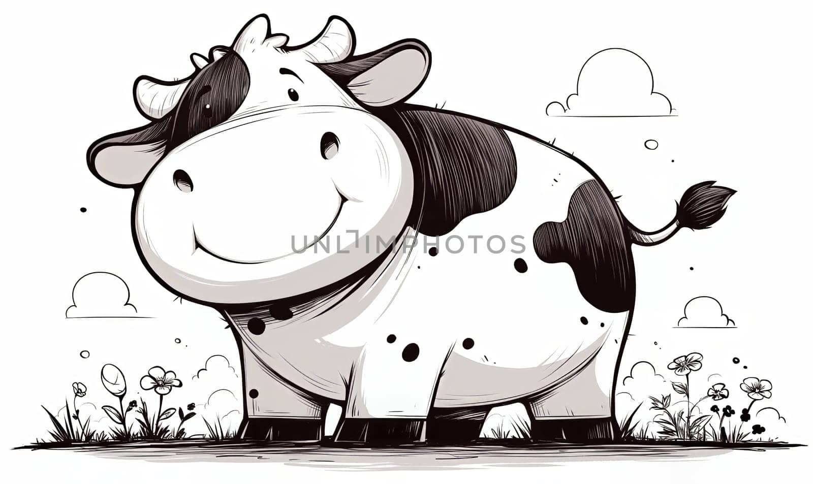 Coloring book for children, coloring animal, cow, bull. Selective soft focus.