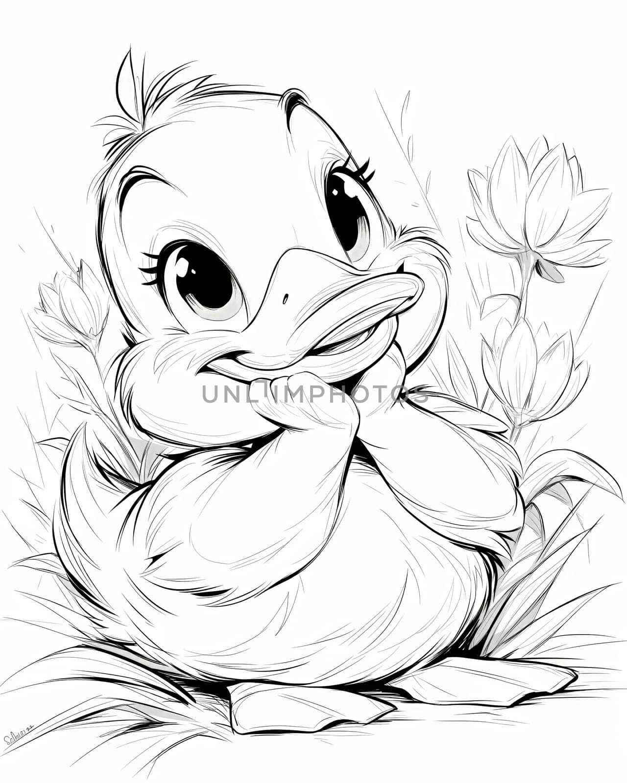 Coloring book for children, coloring birds, duck. by Fischeron