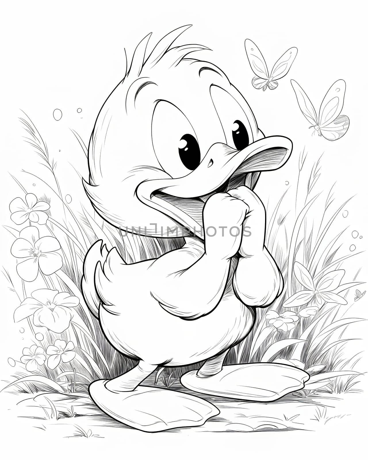 Coloring book for children, coloring birds, duck. by Fischeron