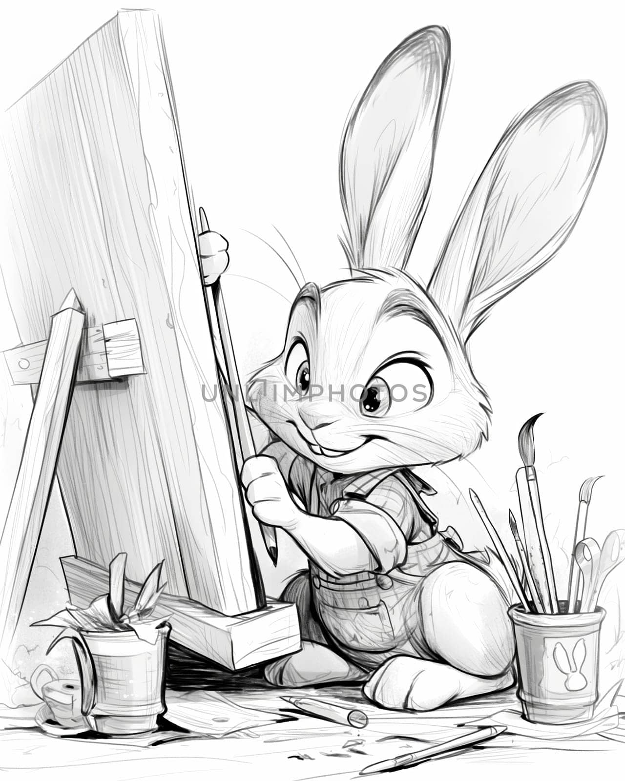 Coloring book for children, coloring animal, hare. by Fischeron