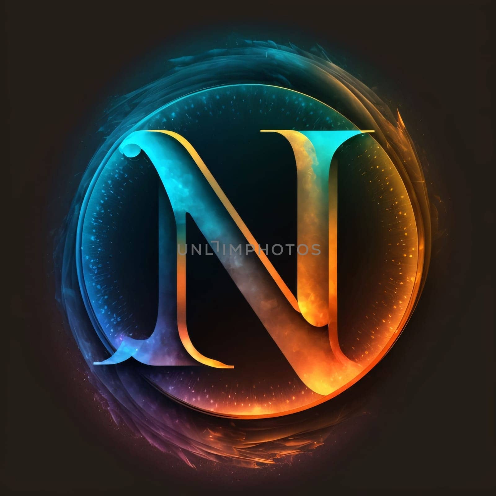 Graphic alphabet letters: Neon letter N on a dark background. Vector illustration for your design