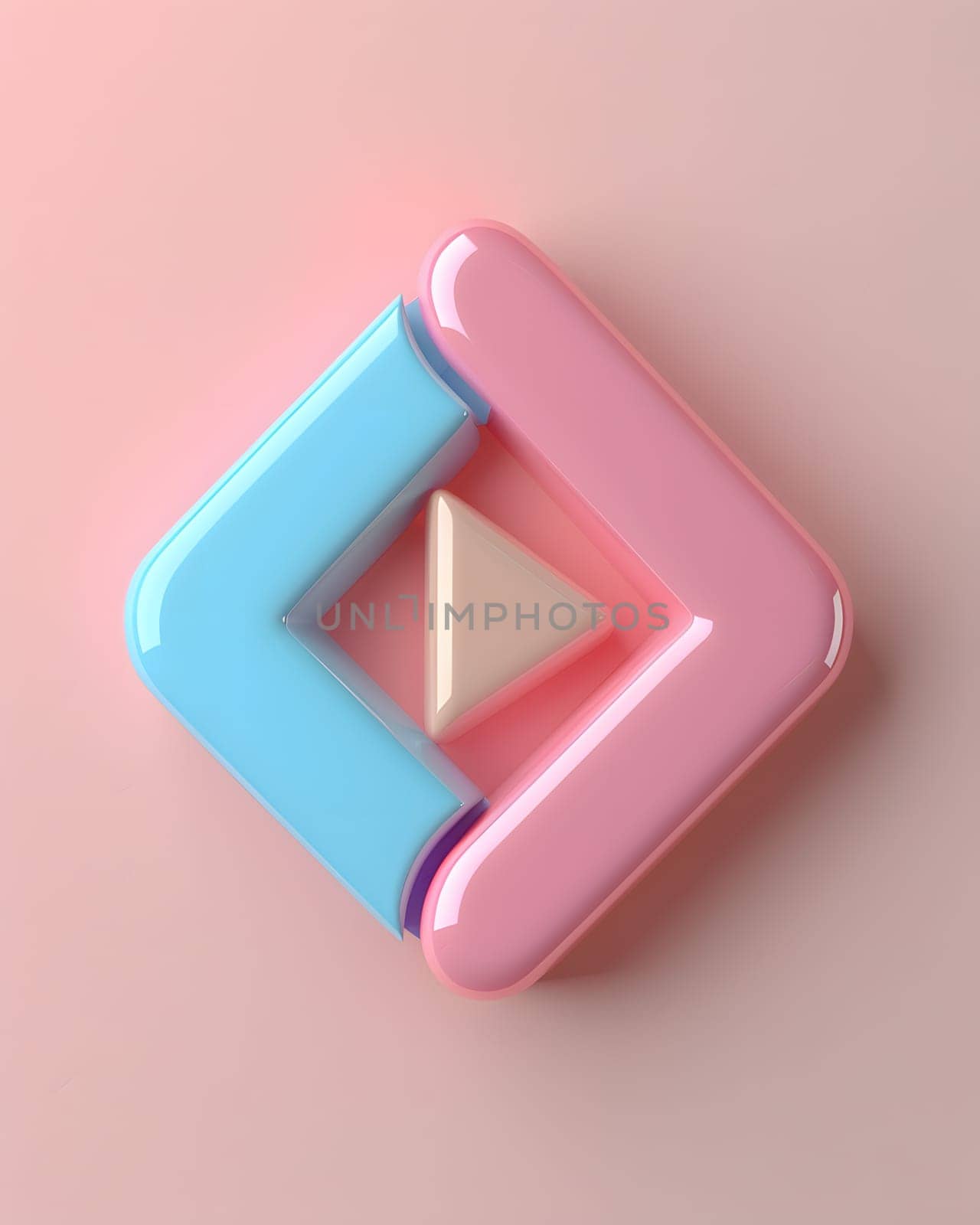 A magenta arrow with an electric blue triangle on a pink background by Nadtochiy