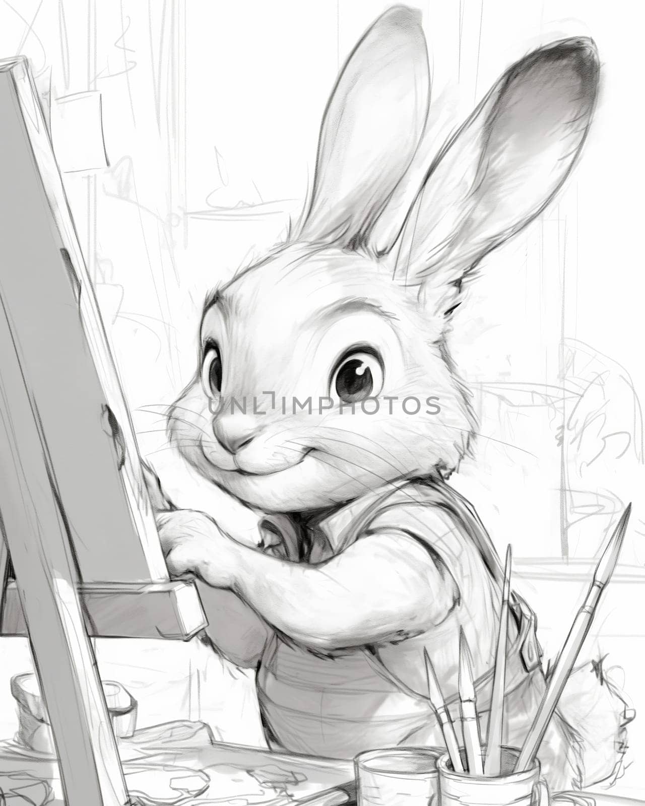 Coloring book for children, coloring animal, hare. by Fischeron