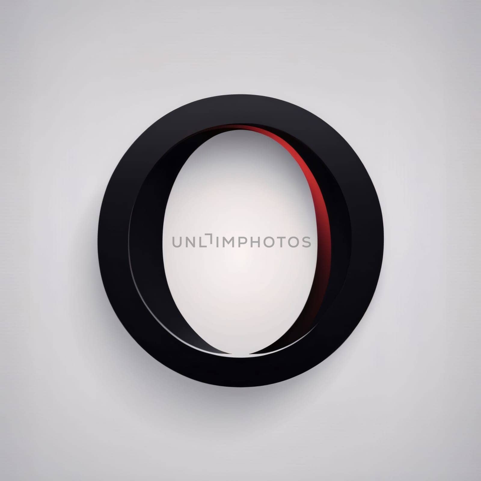 Graphic alphabet letters: Abstract 3D black and red ring on white background. Vector illustration.