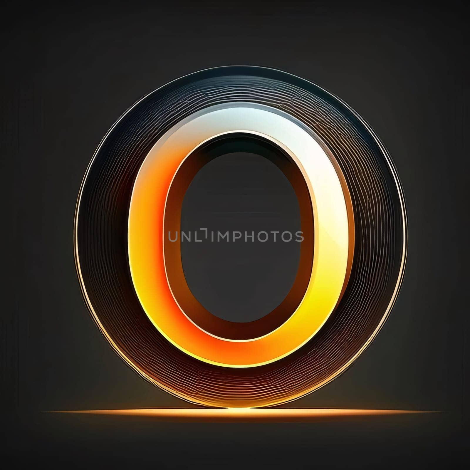 Graphic alphabet letters: 3d letter O in neon style, vector eps10 illustration