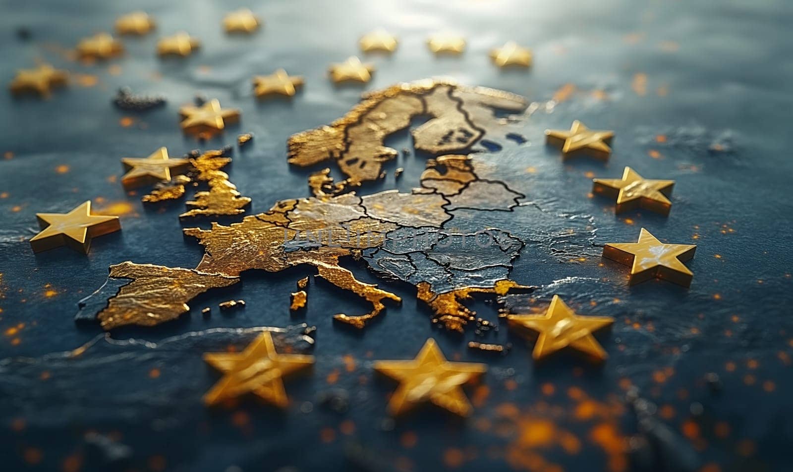 Creative blue EU flag with stars. by Fischeron