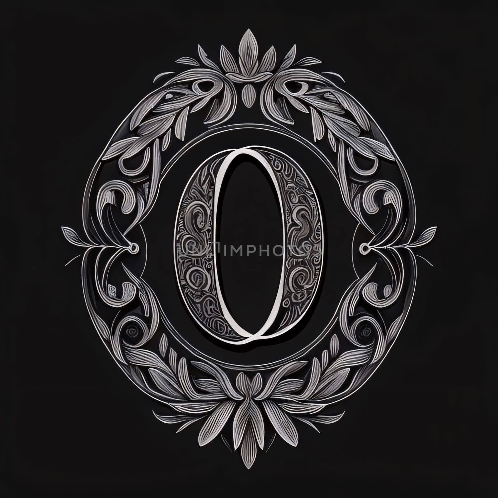 Graphic alphabet letters: Luxury monogram. The letter O in the Gothic style.