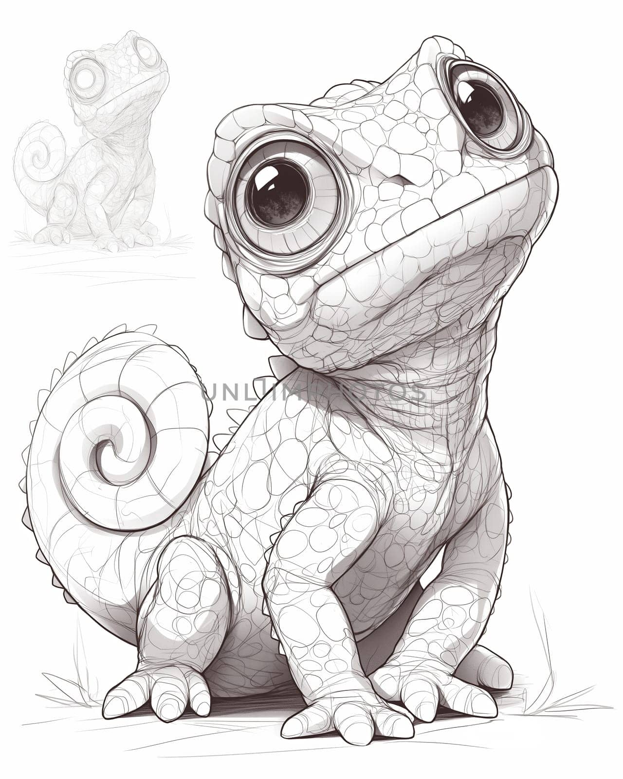 Coloring book for children, coloring animal, chameleon. by Fischeron