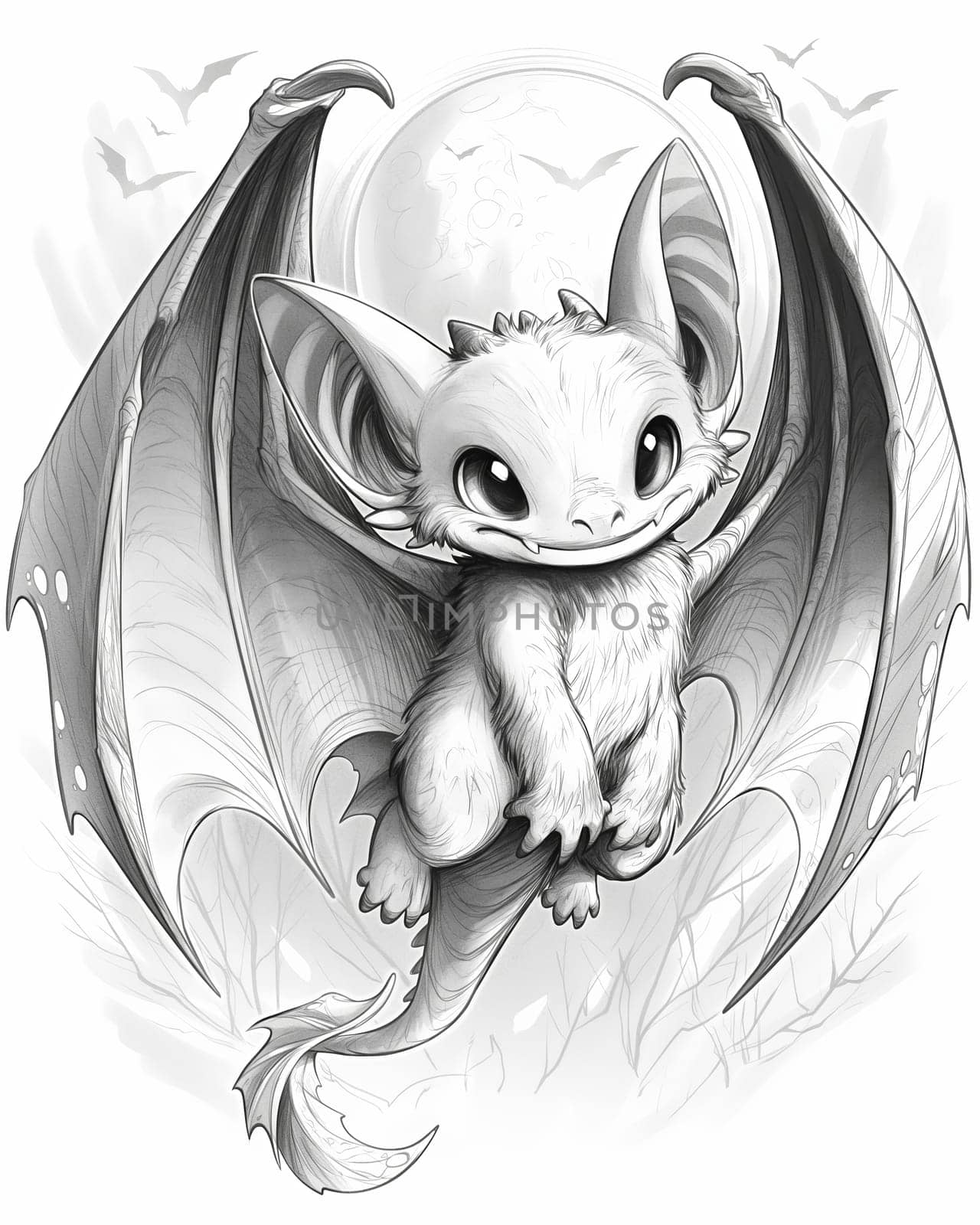 Coloring book for children, coloring animal, bat. by Fischeron