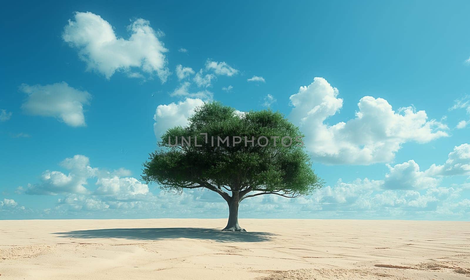 Lone Tree in Desert. Selective soft focus.