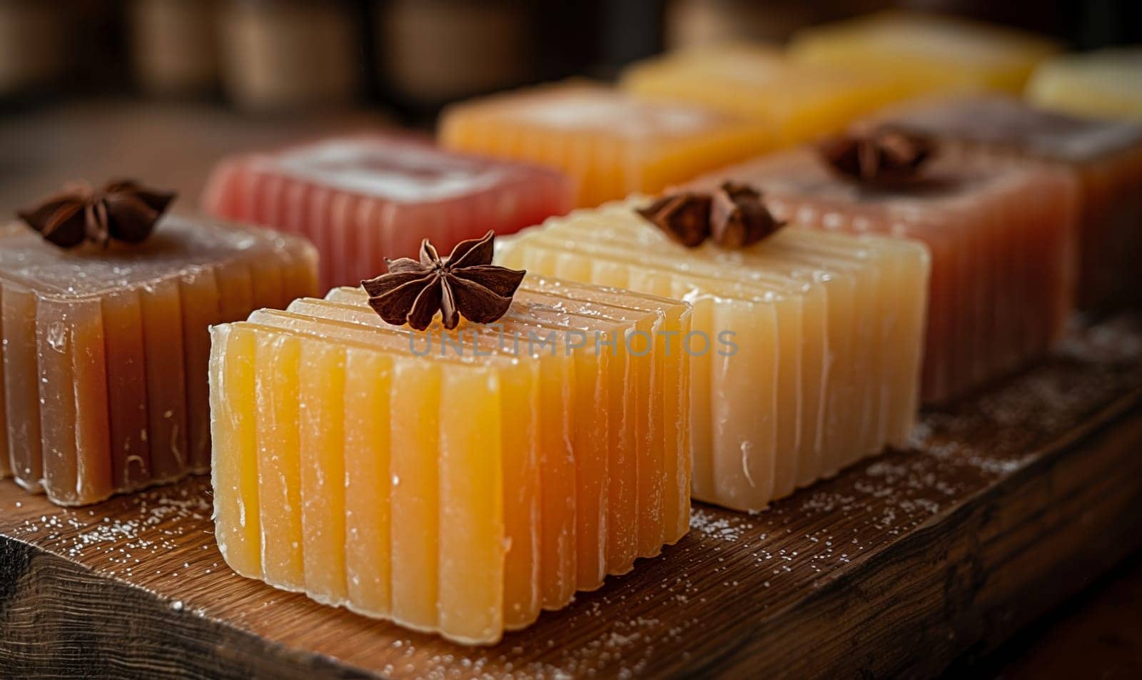 Colorful Handmade Soaps on Display. Selective focus